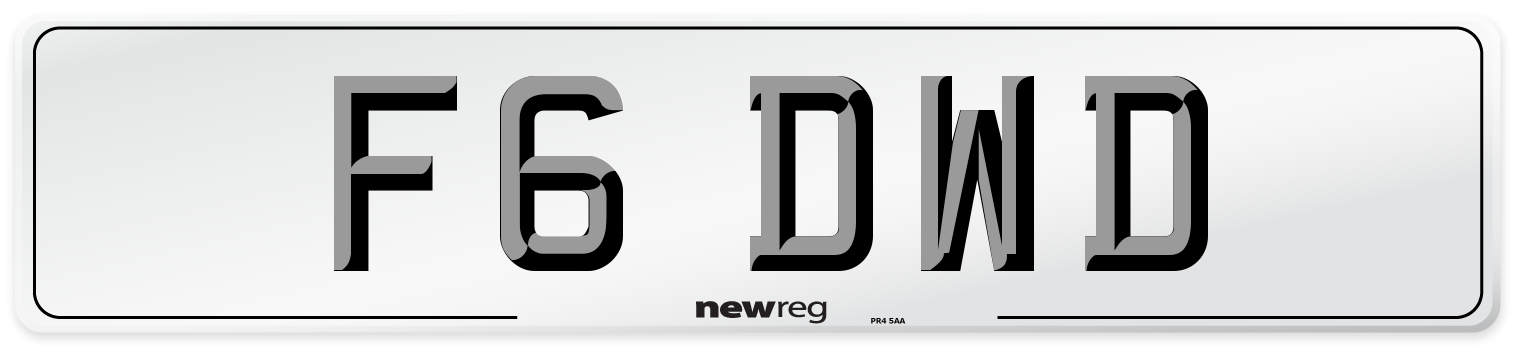 F6 DWD Number Plate from New Reg